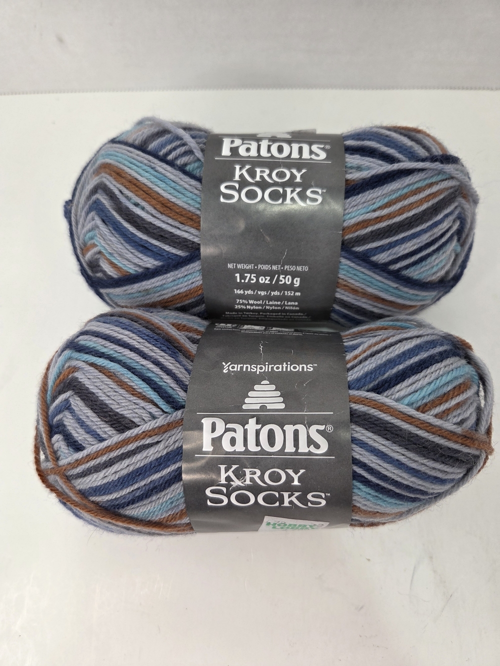 Patons Kroy Socks Yarn Color Adrift 75 Wool 25 Nylon 1.75oz 166yd Blue Gray Rust